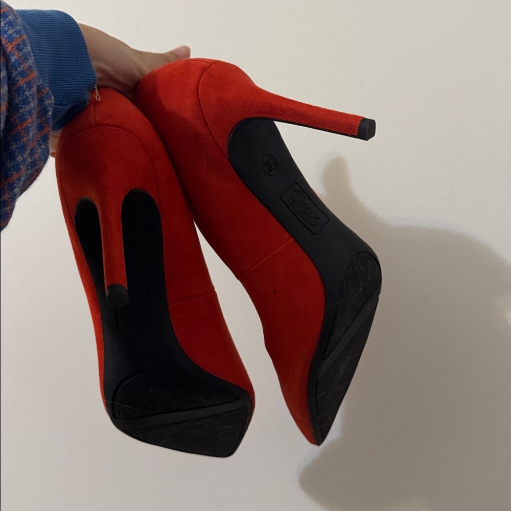Heels Pumps Hazel Pointed Toe Pump In Frontier red faux Suede Sam Edelman - Picture 4 of 7